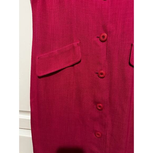 Adrianna Papell Dress Size 10 Maxi Button Down Hot Pink A-line Church Wedding - Picture 4 of 12